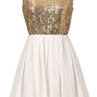White and gold sequin dress