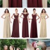 Wine and gold bridesmaid dresses